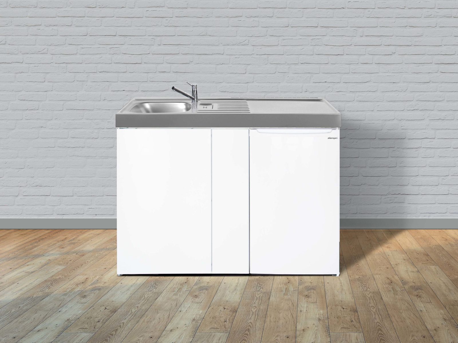 E-lijn RVS keuken zonder kookplaat met spoelbak.