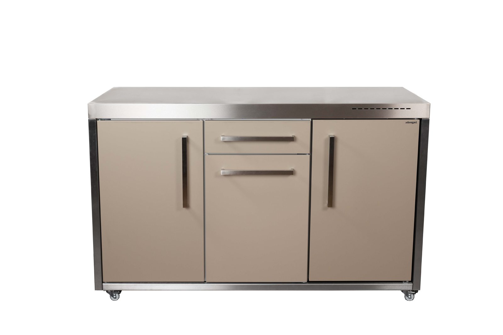 Buitenkeuken van roestvrij staal in de kleur Zand.