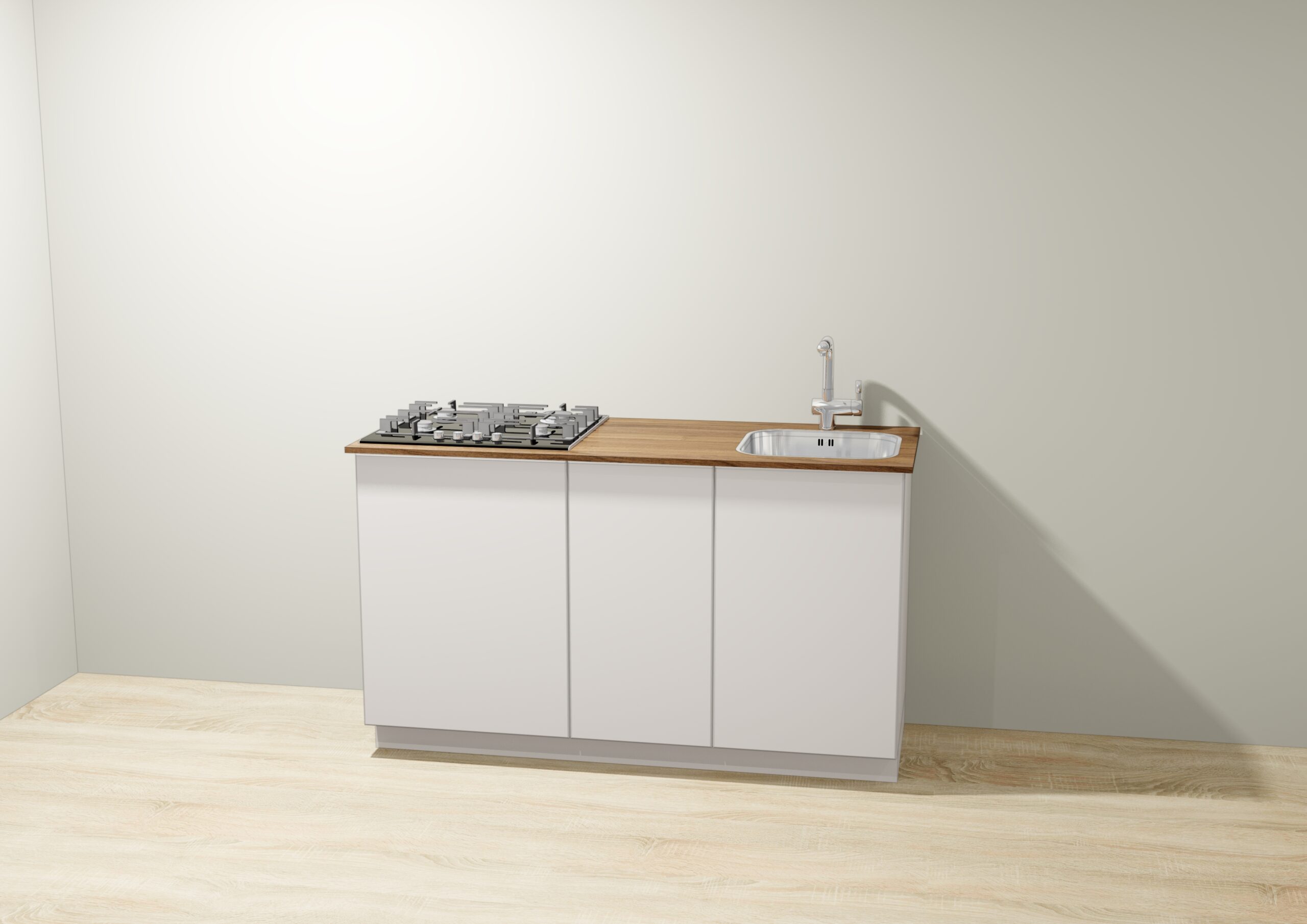 Een klein Keukenblok zand | Laser met fornuis en gootsteen.